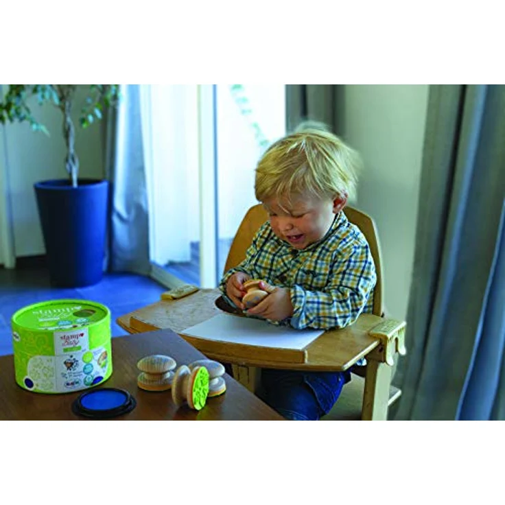 ALADINE 3003151 Stempelset Baby ECO Holzstempel für Kinder ab 18+ Monaten, Savanne, 13.5 x 13.5cm – Bild 5