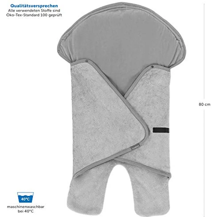 Zamboo Baby Einschlagdecke mit Füßen - Winter - gefütterte Decke für Babyschalen/Autositze (passend für Maxi-Cosi, Cybex, Römer) und Kinderwagen, mit Kapuze und Tasche - Grau – Bild 8