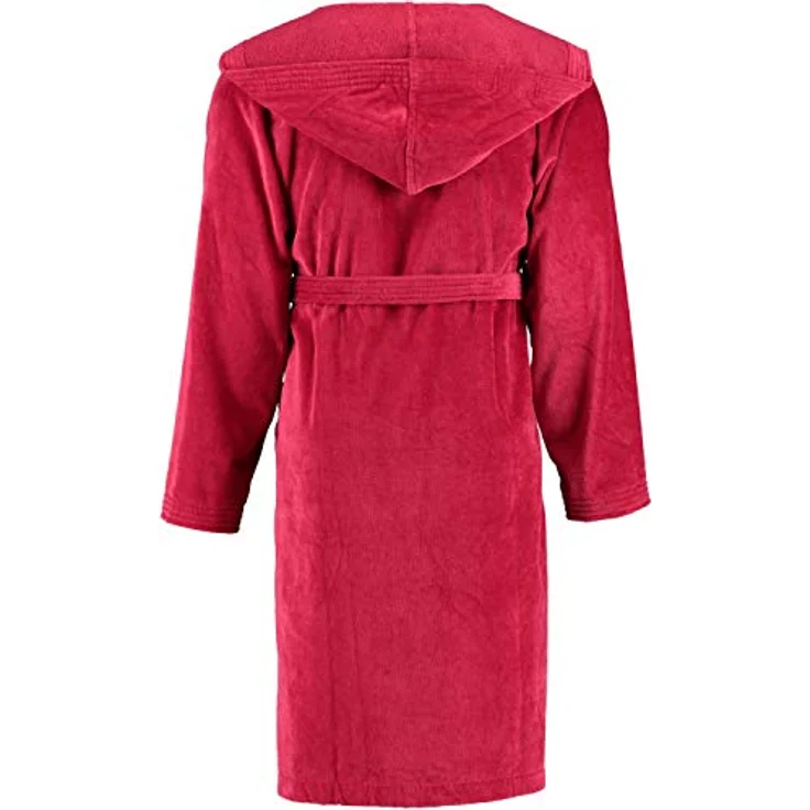 VOSSEN Kurzmantel Texas Rubin, unisex Bademantel mit Kapuze aus 100% Baumwolle, weiß – Bild 2