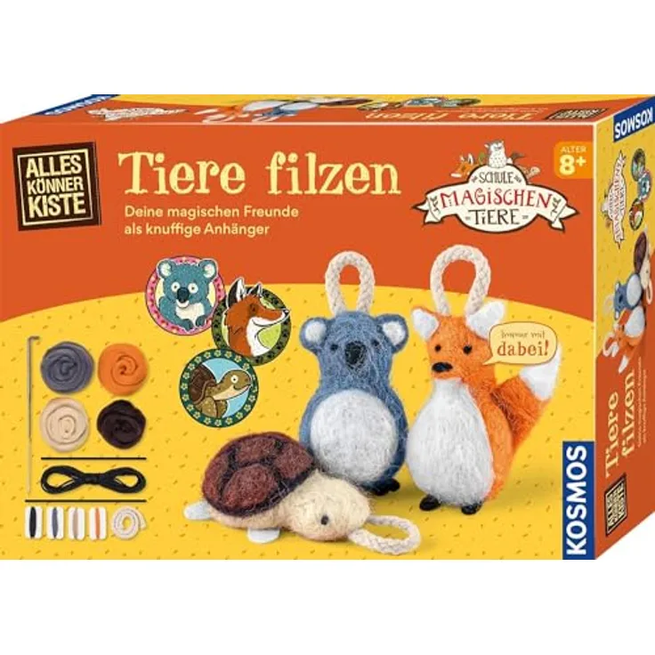 Kosmos Kreativset AllesKönnerKiste, Die Schule der magischen Tiere, Filzset mit Fuchs, Schildkröte und Koala für kreatives Basteln ab 8 Jahren