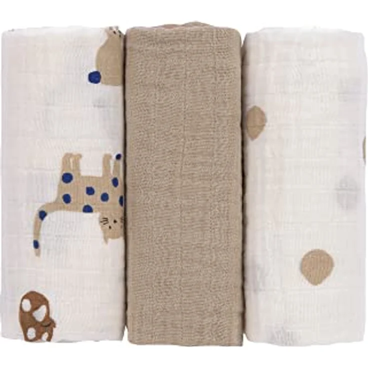 LÄSSIG Baby Puckdecke Spuckdecke Pucktuch Mulltuch 3er Set Baumwolle 60 x 60 cm/Swaddle & Burp Blanket M Little Mateys Dog – Bild 3