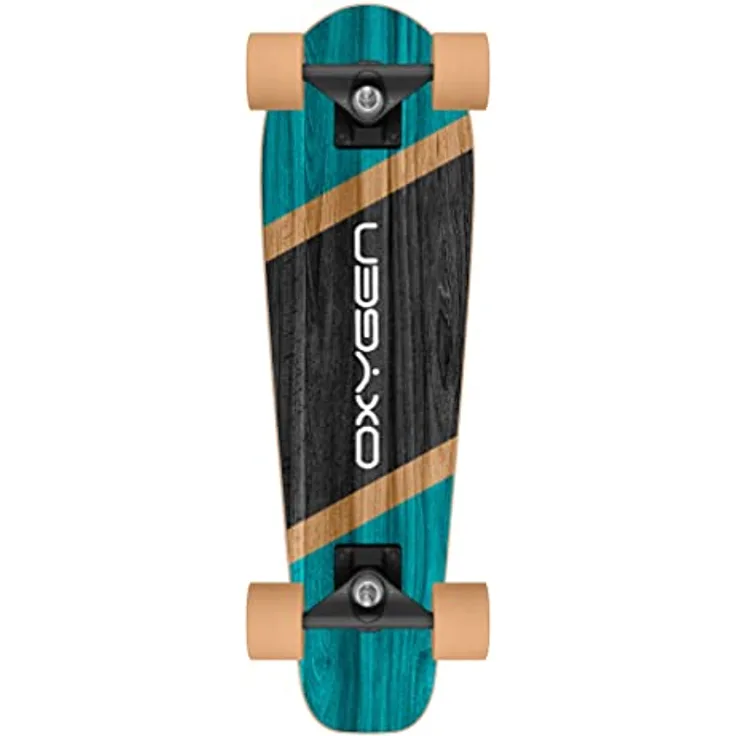 Stamp Unisex-Adult Skateboard Cruiser 27,5" x 8" SKIDS Control Oxygen, Blue-Black-Wood, 70CM X 20CM