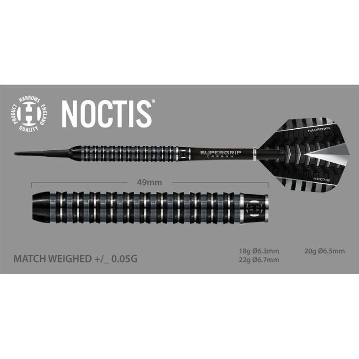 Harrows Noctis Darts 90% Softip, Dartpfeile mit präziser Griffigkeit und optimalem Wurfverhalten