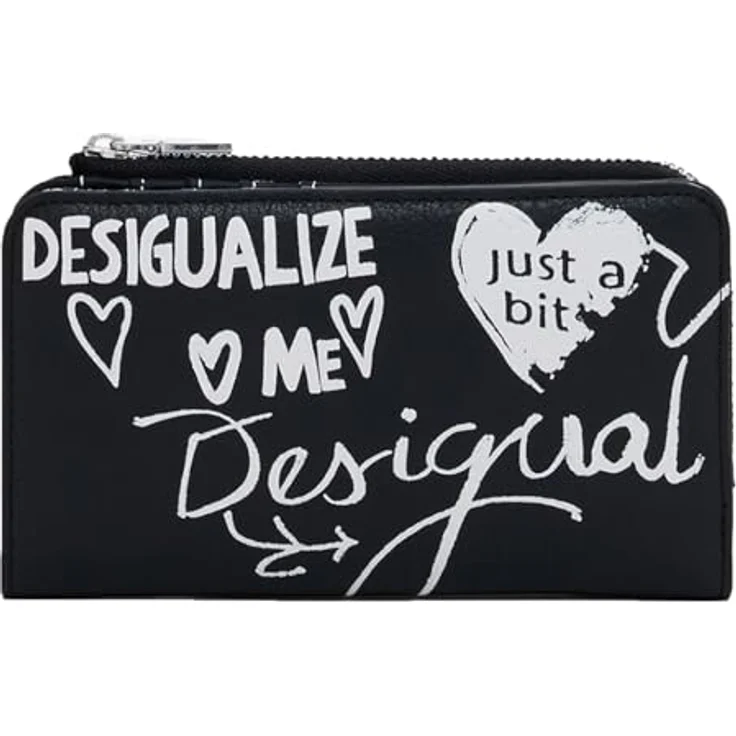 Desigual Seshat Emma 2.0 Wallet, Kinderportemonnaie in Schwarz/Weiß mit 7 Kreditkartenfächern und Münzfach – Bild 4