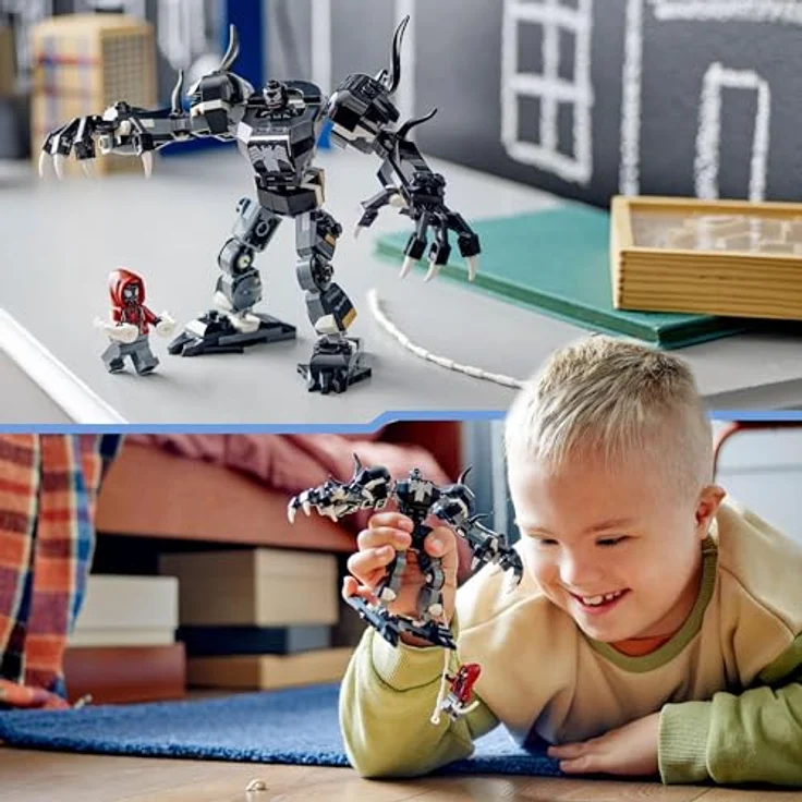 LEGO Marvel Venom Mech vs. Miles Morales, bewegliche Actionfiguren für Kinder, Spider-Man-Set mit Mini-Figuren für Superhelden-Duelle, Spielzeug-Geschenk für Jungen und Mädchen ab 6 Jahren 76276 – Bild 5