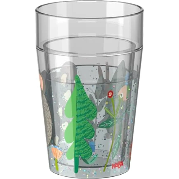 Haba Glitzerbecher 150 ml, Kindertrinkbecher mit Waldmotiv und Glitzereffekt, bruchsicher – Bild 2