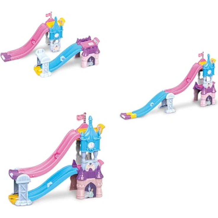 VTech Tut Tut Baby Flitzer – Prinzessinnen 3-in-1-Zauberschloss mit Doppelrutsche und Cinderellas Hochzeitskutsche, interaktiv und erweiterbar – Bild 2