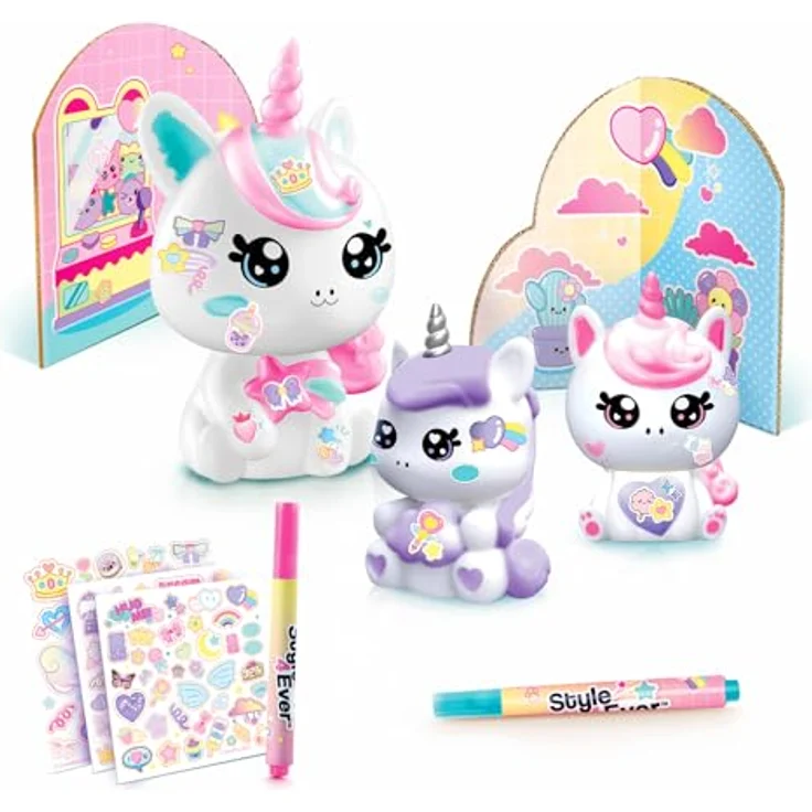 Canal Toys The Unicorn Family Light Up, Sammelfiguren mit leuchtender Einhorn-Mama und leuchtenden Baby-Einhörnern, 3 Stickerblätter, 2 Marker – Bild 5