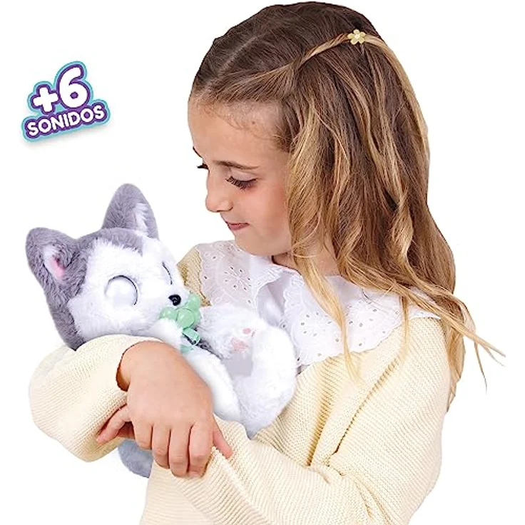 BABY PAWS Husky - Schlafender Hundewelpe und Interaktives Plüschtier Mit Soundfunktion beim Öffnen und Schließen der Augen, inklusive einer Tragedecke!-Geschenk Spielzeug für Kinder ab 18 Monaten – Bild 3
