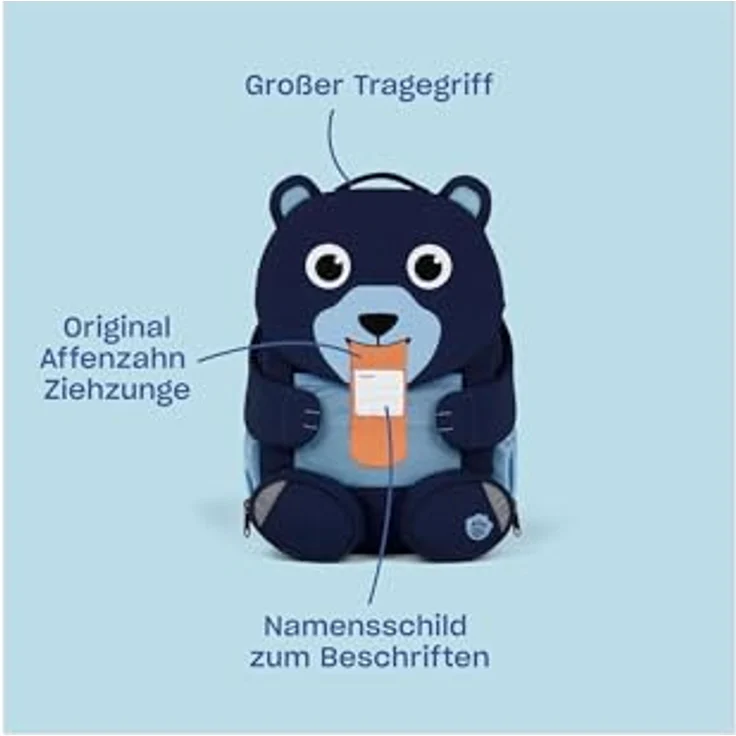 Affenzahn Großer Freund Kindergartenrucksack für 3-5 Jährige Kita Funktional 8L, mit reflektierenden Details, blau – Bild 3