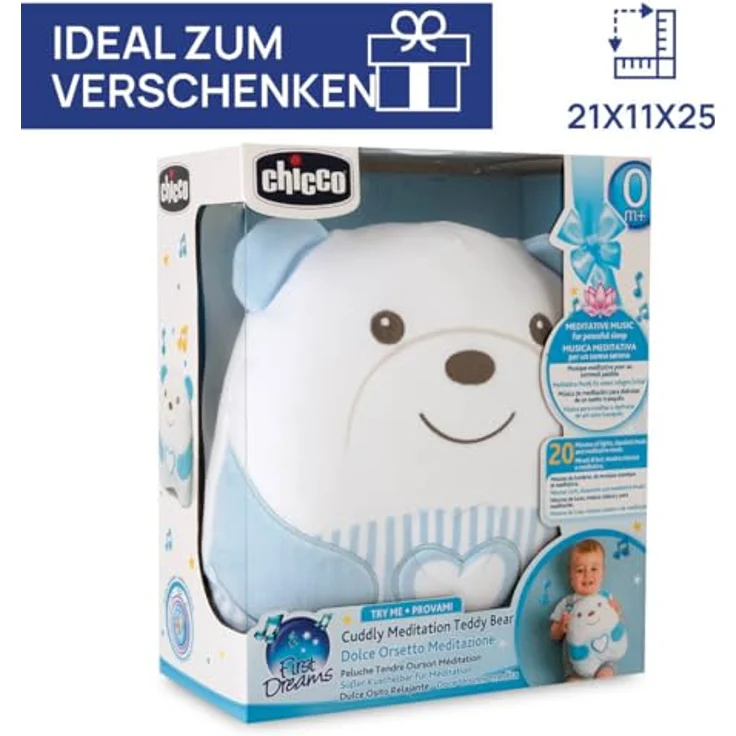 Chicco Kuschelbär, Kuscheltier mit Sound- und Lichteffekt, weiße Nachtlichtmelodien – Bild 8