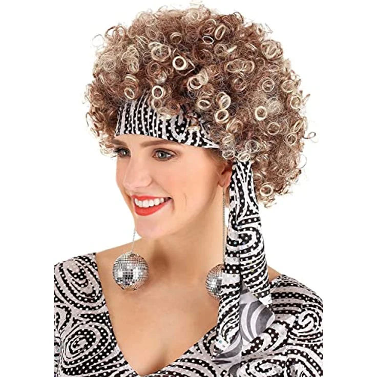 Metamorph Disco Wirbelwind Kostüm (XL), silbernes Outfit mit Glockenärmeln und seitlich geschlitztem Schlag, inklusive Stirnband – Bild 6