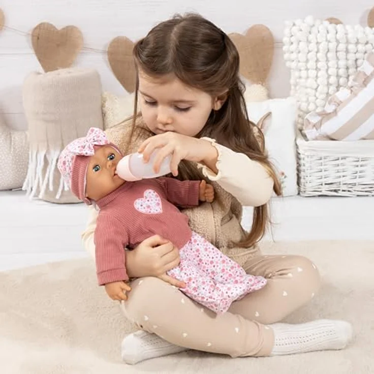 Bayer Design Babypuppe interaktiv, Spielpuppe sprechend, 38 cm mit weichem Körper, inklusive Flasche und Schnuller – Bild 3