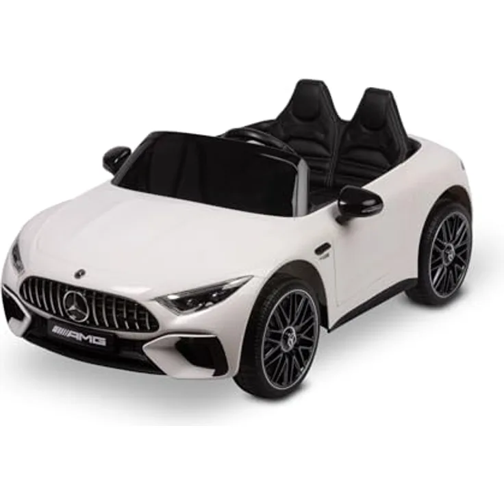 CARETERO Kinder Elektroauto Mercedes-Optik SL63, Akkubetrieben, für Kinder ab 3 Jahren, Weiß, mit Fernbedienung und USB-Musikpanel