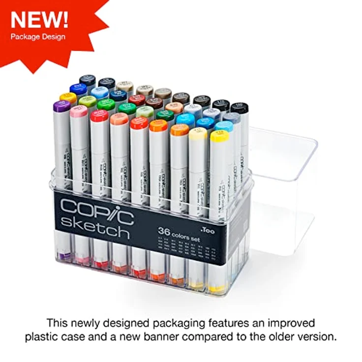 Copic COPIC Sketch Set "36 Colors", 36er Set im Acryl-Display, Twin Marker mit einer mittelbreiten und einer Brush-Spitze, professioneller Pinselmarker, blau – Bild 2