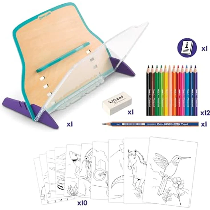 Maped CREATIV REPRO STUDIO Pausch-Set, magisches Reproduktions- und Zeichen-Set für Kinder, inkl. 12 Buntstifte STRONG MINI, Bleistift & Radierer, für 2D & 3D Objekte, ab 6 Jahren – Bild 5