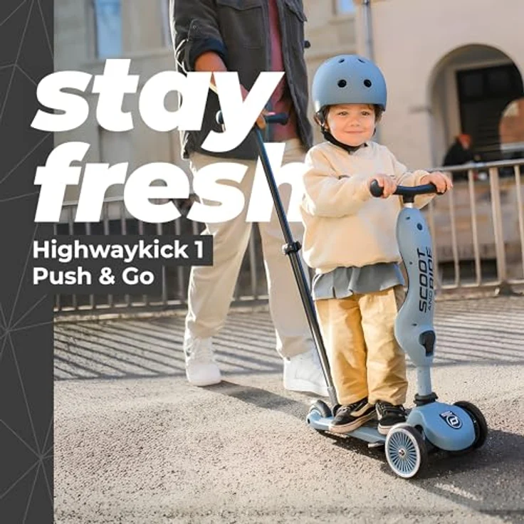 Scoot & Ride Highwaykick 1 Push and Go Kickboard mit Sitz Kinderroller Scooter 2in1 Laufrad mit Lenkstange ab 1 2 Jahren mitwachsend Höhenverstellbar werkzeuglos (Steel) - Scoot & Ride Highwaykick 1, 2 in 1 Kinderkickboard-Laufrad, mitwachsend, hochwertige Materialien – Bild 4