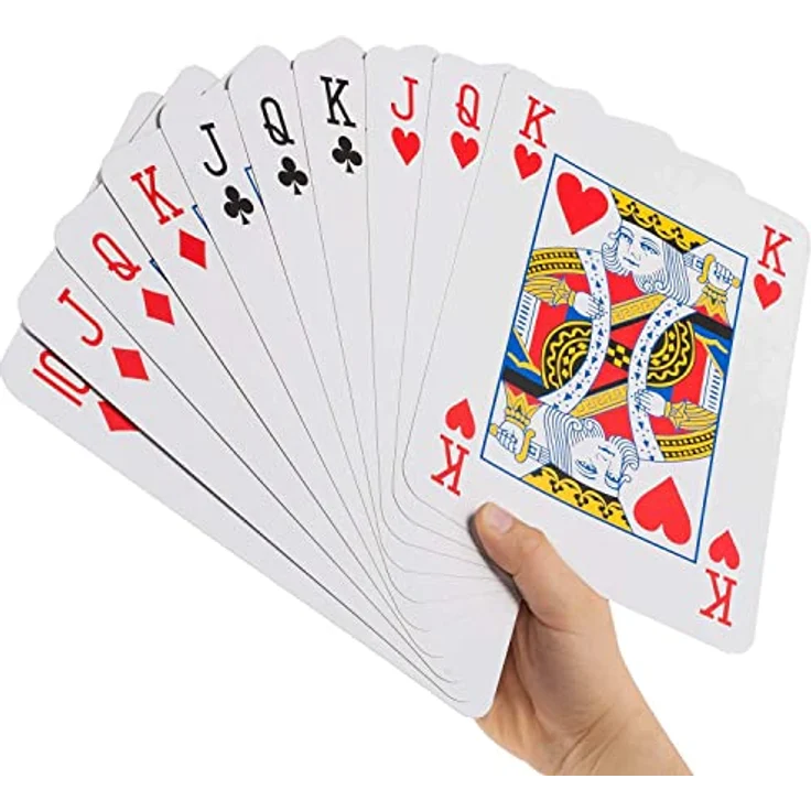 GOODS+GADGETS Jumbo Pokerkarten XXL - Riesige Spielkarten mit 52 Karten, 280 x 210 mm, ideal für Kinder und Senioren – Bild 1