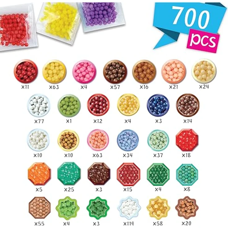 Aquabeads Kreativset Süßigkeiten Anhänger Bastelset, 700 bunte Perlen, ideal für Kinder ab 4 Jahren, inklusive Anhänger- und Ring-Adaptern – Bild 8