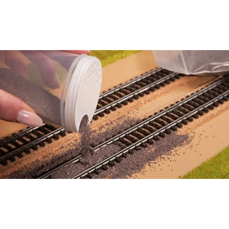 NOCH Profi-Schotter „Granit“, grauer Modellbauschotter, 250 g für Spurweiten N und Z, feine Körnung 0,1 - 0,6 mm, ideal für detailgetreue Gleisbettungen – Bild 2