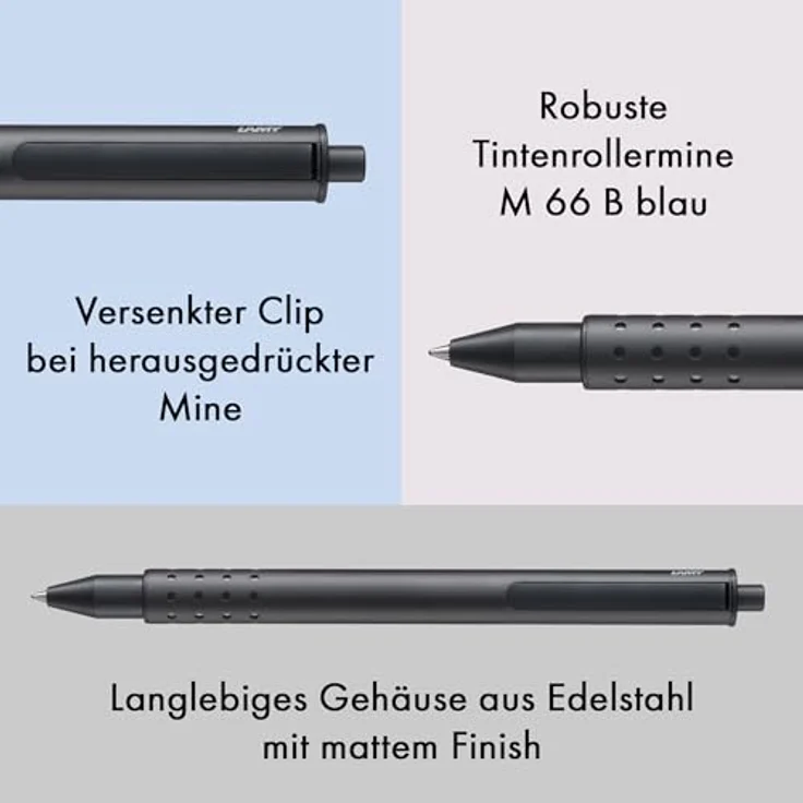 Lamy Swift, Kappenloser Tintenroller mit versenkbarem Clip, Schwarz – Bild 3