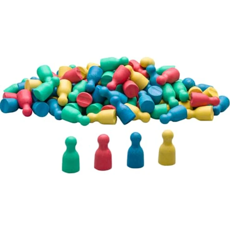 WISSNER Wissner aktiv Lernen - Satz aus 100 Spielfiguren in 4 Farben (je 25 rot, grün, blau, gelb), 24 x 12 mm, aus RE-Wood, zertifiziert nach PEFC, hergestellt in Deutschland – Bild 1