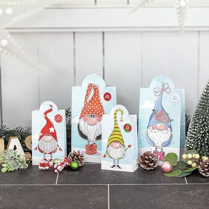 ROTH Adventskalender zum Befüllen - 24 Adventstütchen "Wichtel" mit 24 Tüten zum befüllen – Bild 3