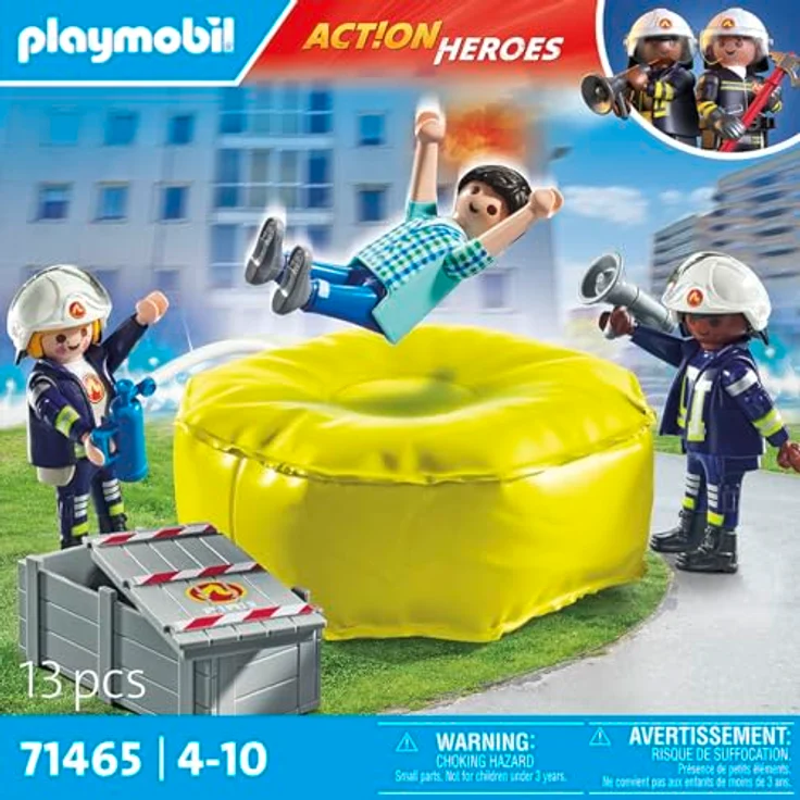PLAYMOBIL Action Heroes 71465 Feuerwehrleute mit Luftkissen, Spielzeugset mit Helmen, Megafon und Feuerlöscher für Kinder ab 4 Jahren – Bild 4