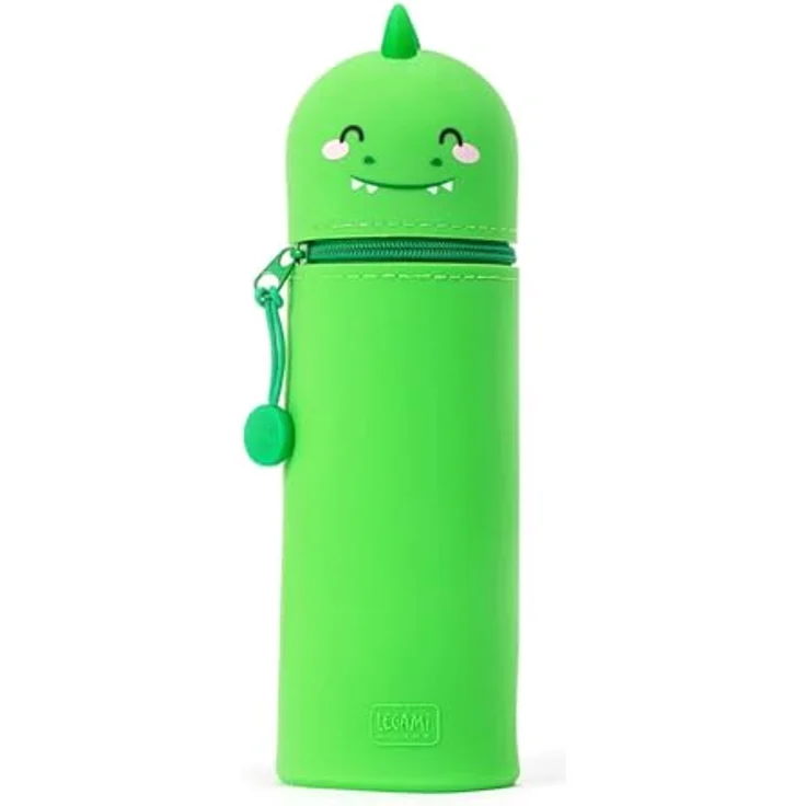 Legami Kawaii 2-in-1 Federmäppchen aus weichem Silikon, Dino, Grün, DINO, grün – Bild 1