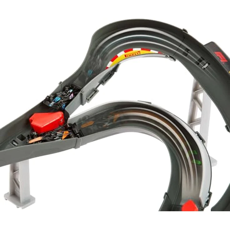Hot Wheels Racing Starter Trackset, Formel 1 Rennstrecke mit 3 Die-Cast-Autos im Maßstab 1:64, Turbostarter und unendlicher Modus – Bild 4
