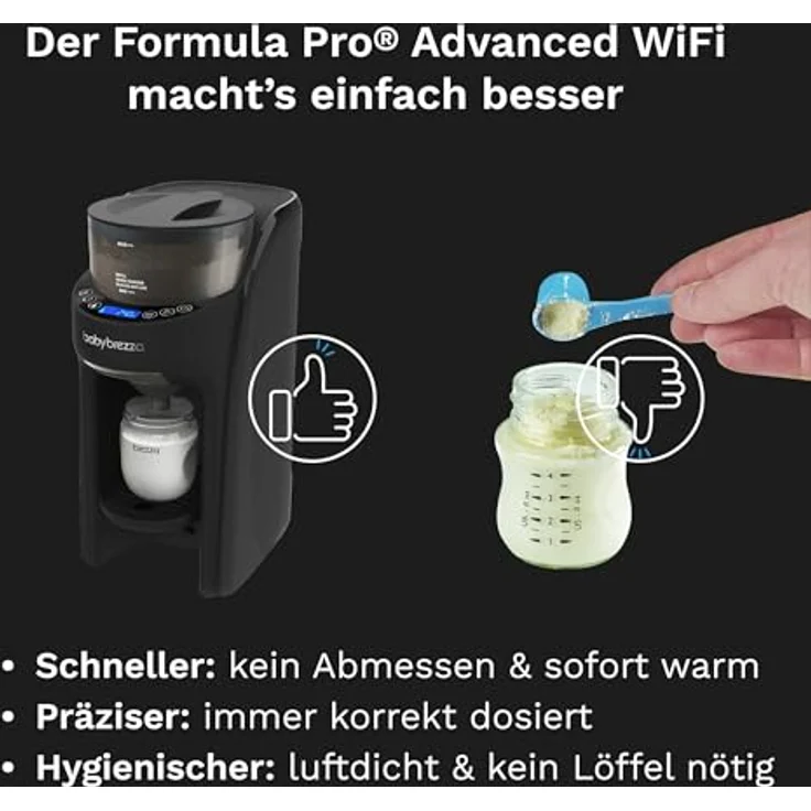 Baby Brezza Babyflaschenwärmer Formula Pro Advanced, WiFi Flaschenzubereiter mit App-Steuerung, individuell konfigurierbar, für alle Milchpulvermarken, 30 Sekunden Zubereitungszeit – Bild 6