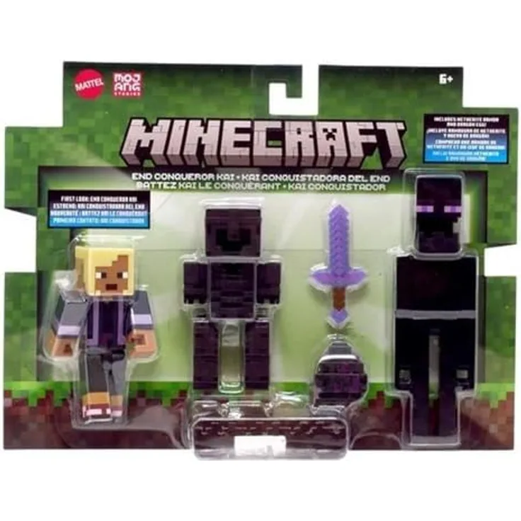 Minecraft Vanilla Conqueror Kai Actionfigur, 8,3 cm, mit beweglichen Gelenken und Zubehör, ab 6 Jahren