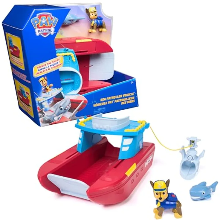 Paw Patrol PAW Sea Patroller, 23 cm Rettungsboot mit Chase Figur und Rettungs-Claw