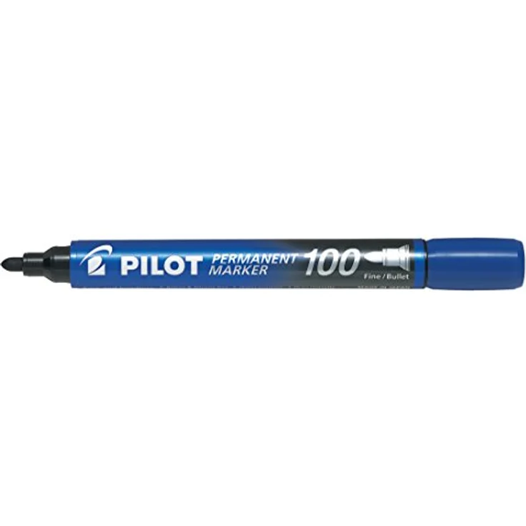 PILOT Permanent Marker 100 mit Rundspitze, 4er Set (Blau, Schwarz, Rot, Grün) – Bild 3