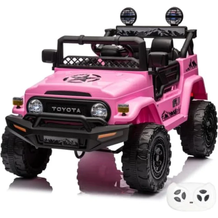 Toyota FJ Cruiser Elektrofahrzeug 12V, Kinderelektroauto mit Fernbedienung, für 1 bis 6 Jahre, rosa, MP3-Player, Sicherheitsgurt, 2 Motoren, max. 90 Minuten Fahrzeit – Bild 1