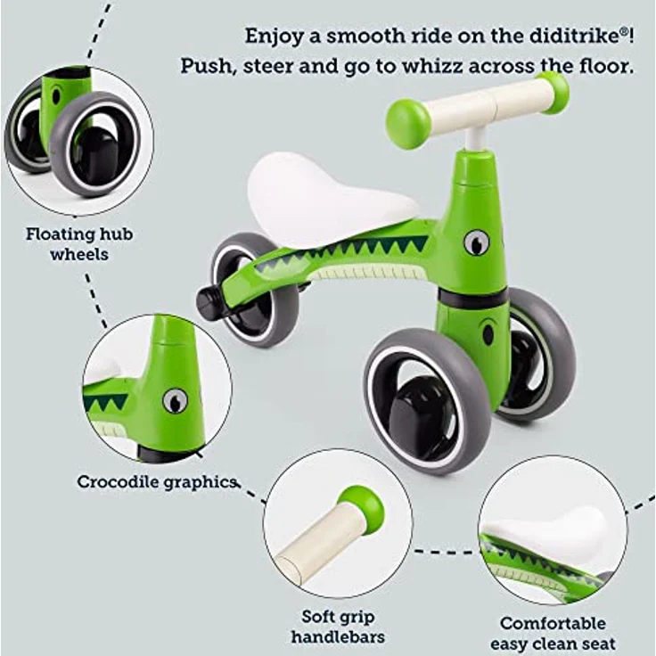 Bigjigs Diditrike Laufrad Krokodil, Spielzeugauto mit leichtgängigen Rädern und stabilem Design für kleine Kinder – Bild 3