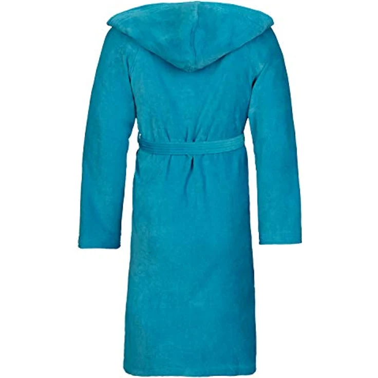 Vossen Bademantel Texas, unisex Kurzmantel mit Kapuze, 100% Baumwolle, turquoise – Bild 4