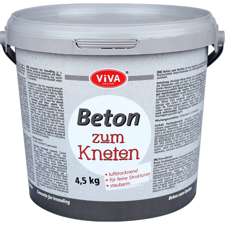 Viva Decor Modelliermasse Knetbeton, lufttrocknend, Beton-Optik hart wie Stein