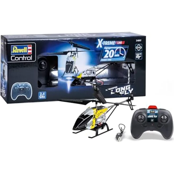Revell Control 24897 RC X-Treme Hubschrauber "Long Fly", 4CH mit 2,4 GHz Steuerung und 20 Minuten Flugzeit