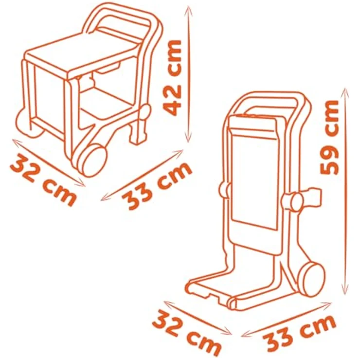 Smoby 3-in-1 Spielwerkbank Black+Decker, Made in Europe mit 19 Zubehörteilen, mobil als Trolley oder Schubkarre nutzbar – Bild 4