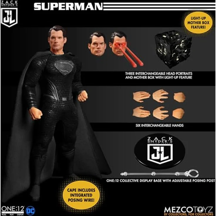 Mezco Toys Zack Snyder's Justice League 1/12 Deluxe Steel Box Set, Sammlerset mit Batman, Superman im schwarzen Genesungsanzug und The Flash, 15-17 cm, inklusive charakter-spezifischem Zubehör – Bild 7