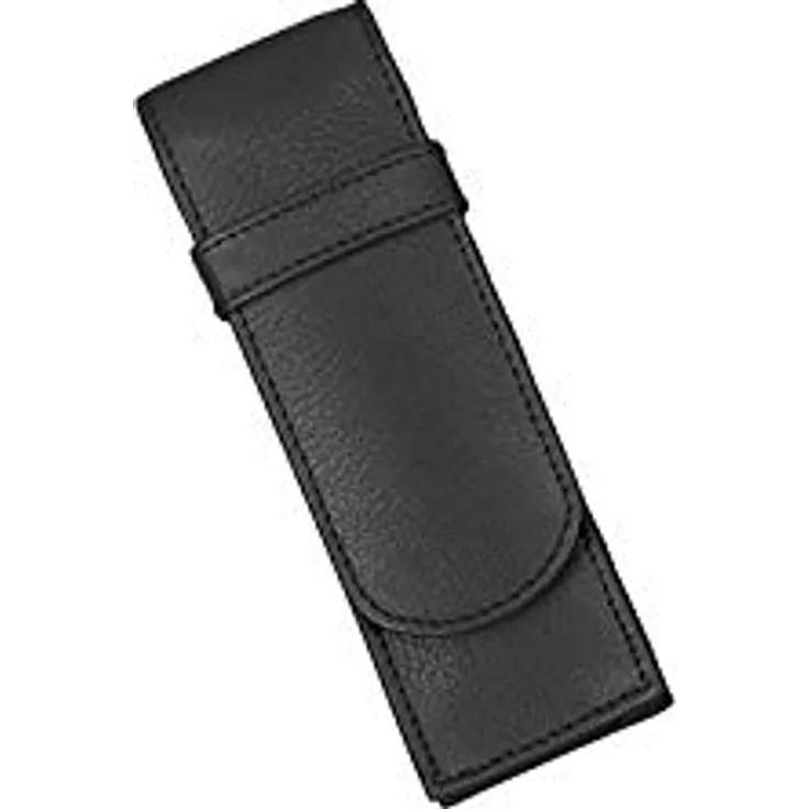 ALASSIO 2668 - Schreibgeräteetui aus echtem Leder, schwarz, für 2 Stifte, 14 x 4,5 x 2 cm