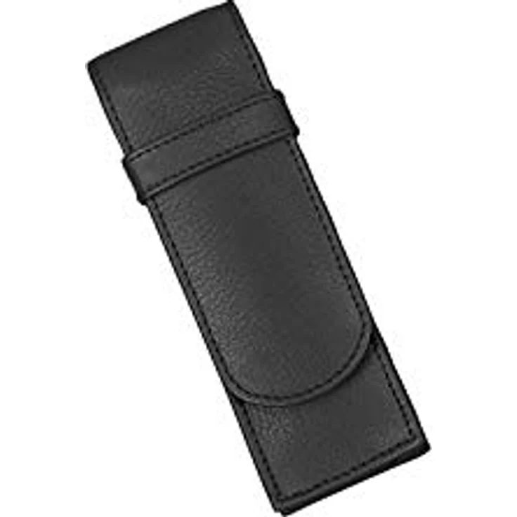 ALASSIO 2668 - Schreibgeräteetui aus echtem Leder, schwarz, für 2 Stifte, 14 x 4,5 x 2 cm – Bild 1