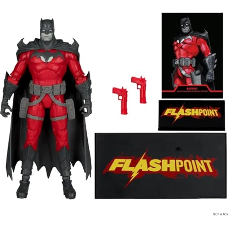 McFarlane DC Multiverse Action Figure Batman (Flashpoint) Black & White Accent Edition, 18 cm mit Zubehör und Base – Bild 5