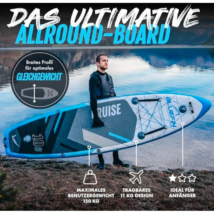 Bluefin SUP 2020 CRUISE SUP Board Set, Blau, 10'8" mit Drive Paddel, Kajak-Umbausatz und umweltfreundlicher Verpackung – Bild 5