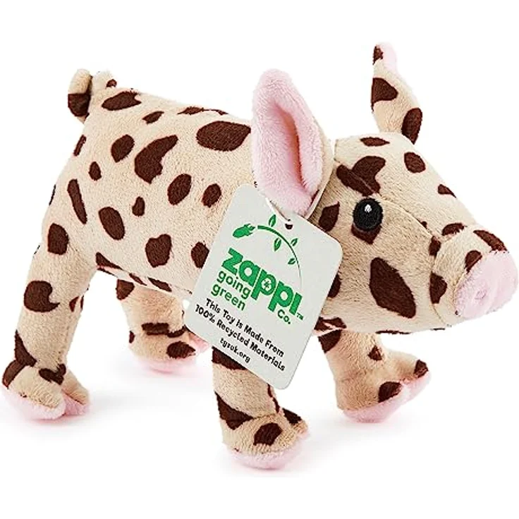 Zappi Co 100% Recyceltes Plüsch Geflecktes Schwein, 17cm, Kuscheliges Stofftier für Neugeborene – Bild 1