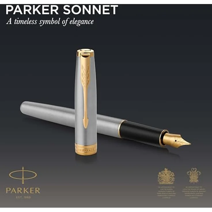 Parker Pen Sonnet, Schreibstift in Gold und Silber, elegantes Design mit Ciselé-Muster – Bild 2