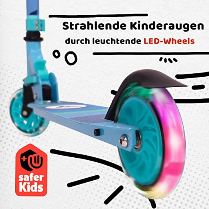 Apollo Scooter LED - Moonracer | City Scooter Kinder mit Federung | City Roller für Kinder klappbar | Tretroller Kinder ab 4 Jahre | sportlicher Cityroller | verstellbar, perfekt als Kinder Roller – Bild 4
