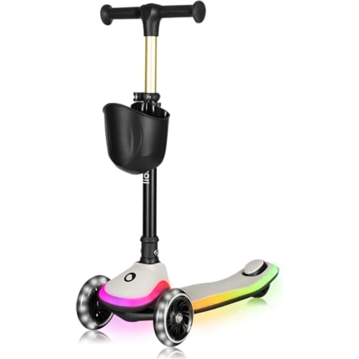 lionelo Dreiradscooter MEY, LED-Deck, faltbare Lenkstange, Tragegriff, bis 50 kg, ab 3 Jahren – Bild 2