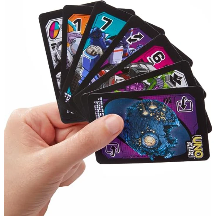 Mattel Games UNO Flip Transformers Kartenspiel, für 2-10 Spieler, ab 7 Jahren, mit Autobots und Decepticons – Bild 2